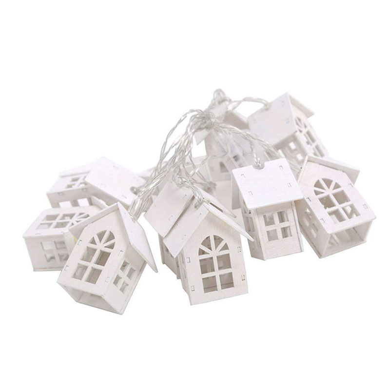 Home Night Tiny House String Lights Indoor Wall Mount Tiny House Glowing LED String Lights Festive Party Decorations Lighting: European house / 3m 20 lights