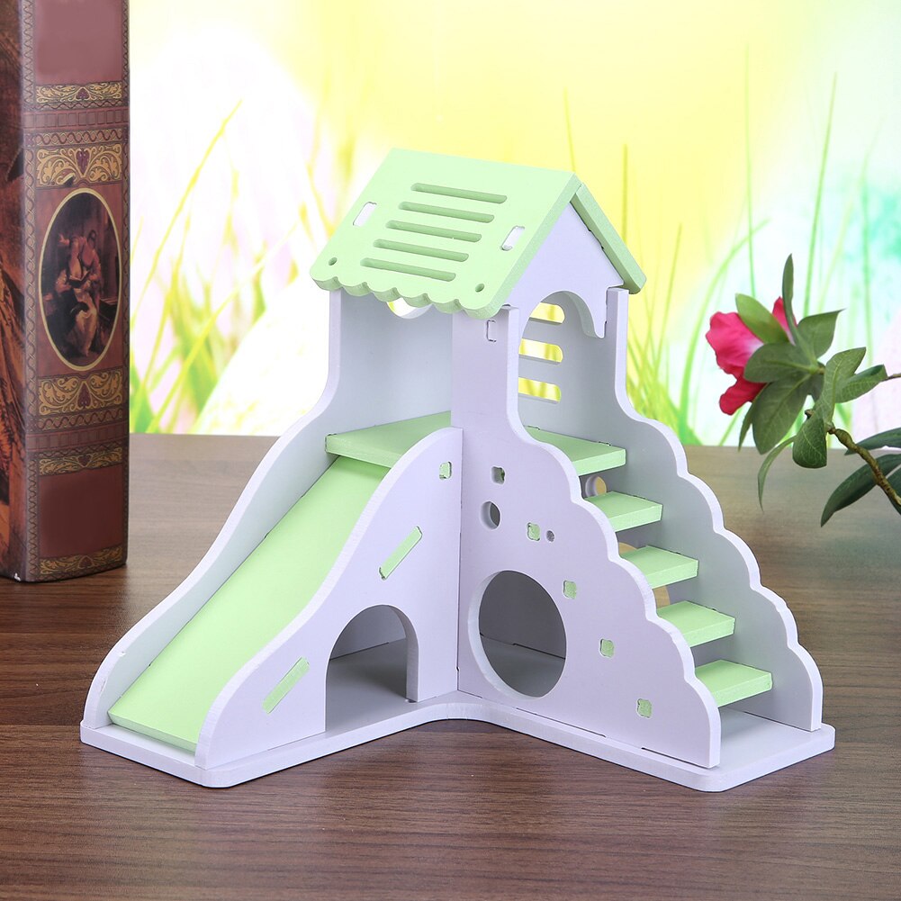Hamster Toy Colorful Mini Wooden Slide DIY Assemble Hamster House Cute Small Animals Pet Toy Supplies Animal Sleeping House