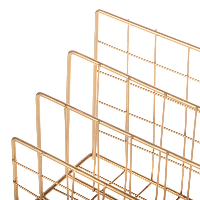 Grid Wrought Iron Desktop Storage Rack Bookshelf M... – Grandado