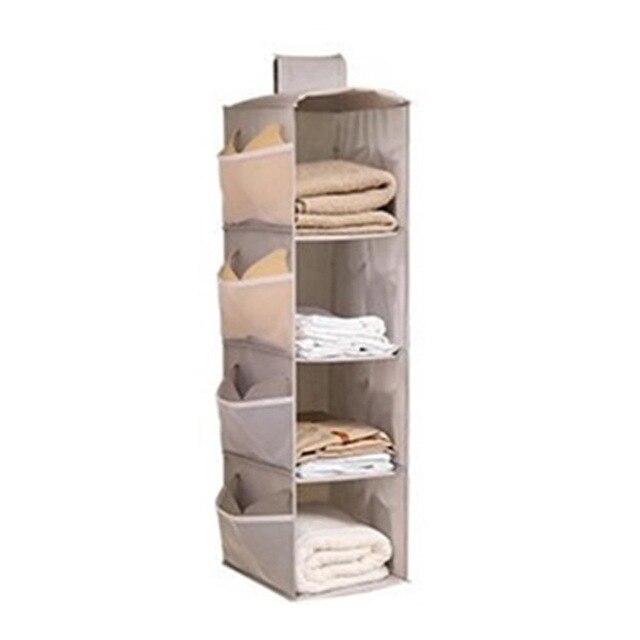 3/4/5 Layers Multi-Layer Portable Folding Hanging Bag Hanging Wardrobe Storage Cabinets Space Saver Home Clothing Shoe: Gray / 4 layers