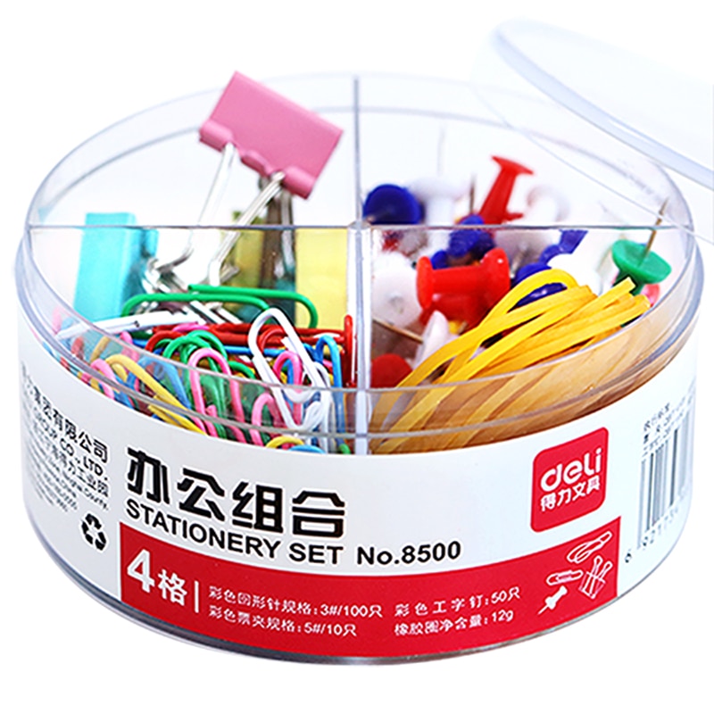 100pcs Paper Clips Binder Paper Clips Push Pins 50pcs Push Pin 10pcs Colorful Binder Clip 12g Rubber Band Office Supplies H6036