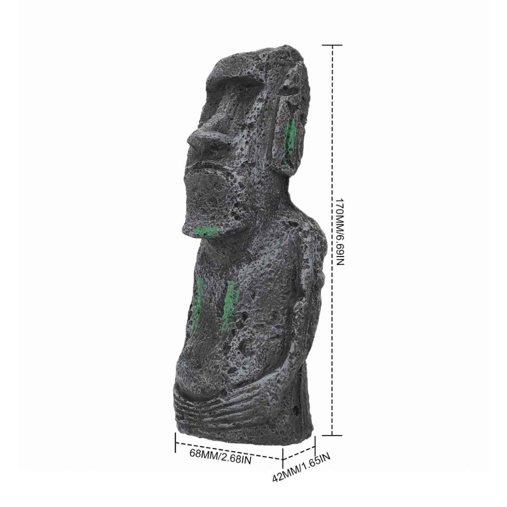 Ancient Easter Island Stone Head Aquarium Ornament, Fish Tank Decoration Accessories Suitable for salt water and fresh water: M