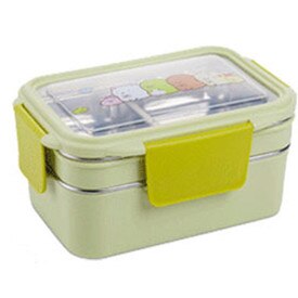 Lunch Box for Kid Stainless Steel Double Layer Food Container Portable for Kids Kids Picnic School Bento Box Bento for Lunch: Yellow 1 piece