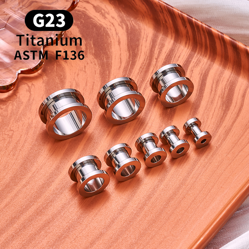 Tornillo de titanio G23, ajuste doble acampanado, oreja, túnel para carne, pendiente, expansor, ensanchador, Piercing, joyería corporal, medidores de oreja