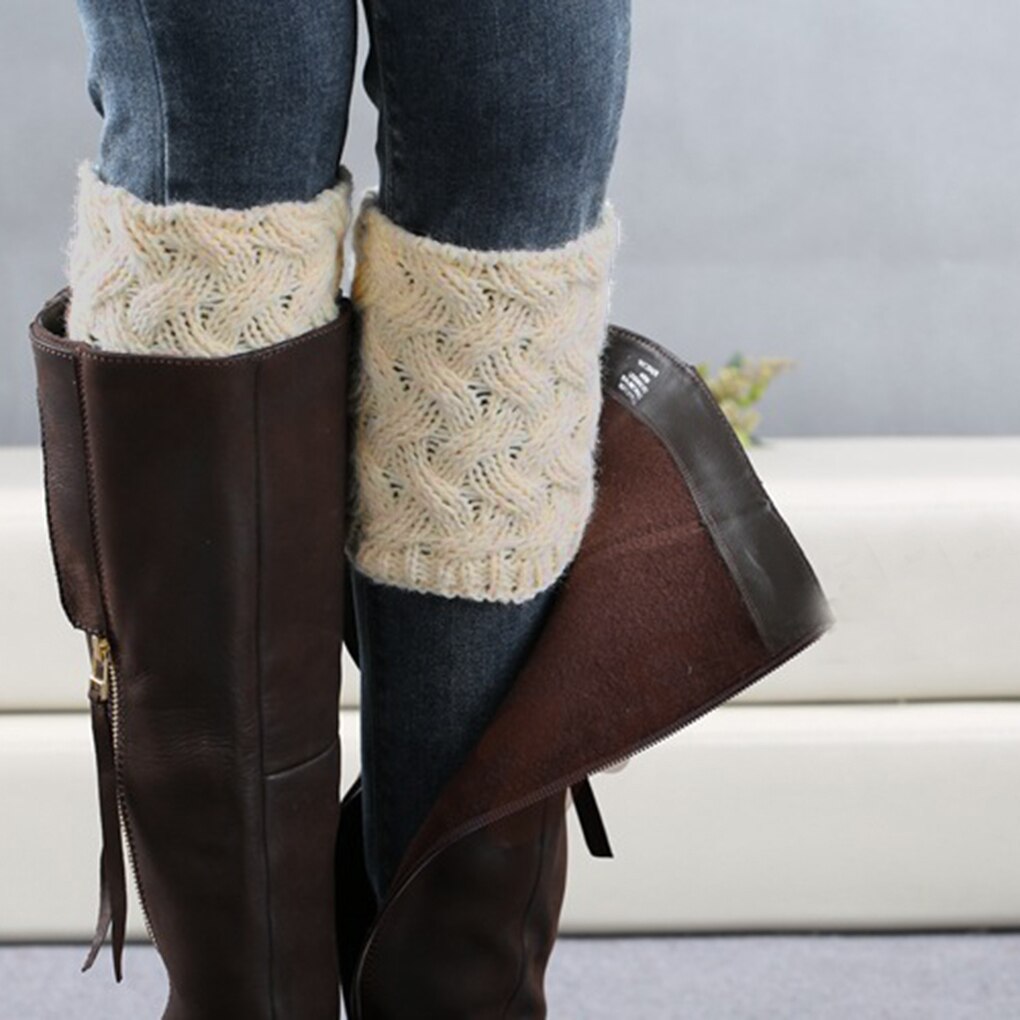 8 Colors Women Knit Leg Warmer Short Boot Cuffs Buttons Crochet Boot Socks Knitted Gaiters Leg Warmers for Autumn Winter