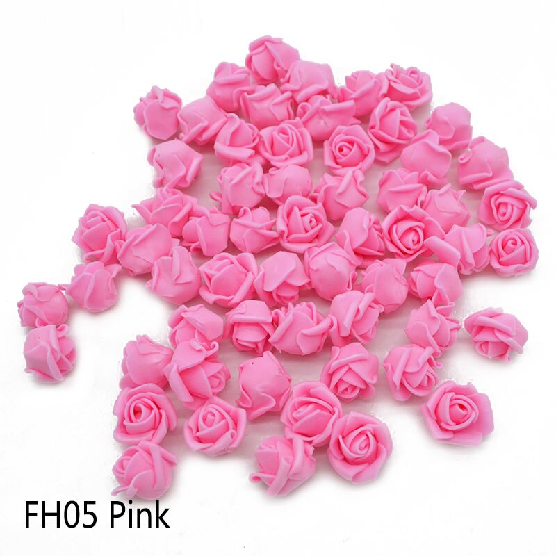 100Pcs/lot 2cm Mini Foam Rose Artificial Flower Heads DIY Craft Decorative Wreath Christmas Wedding Gif Box Decoration: FH05