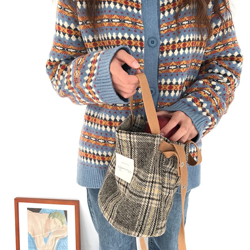 Youda winter vintage lattice lazy style wollen messenger bag dames veelzijdige schoudertassen