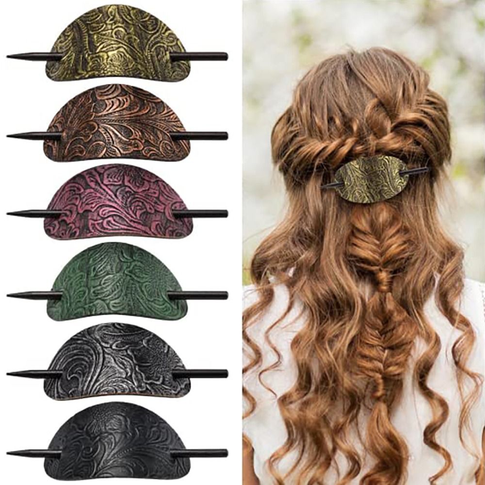 Faux Lederen Ovale Vorm Stick Hair Slide Paardenstaart Houders Hair Baret Pins Hair Sticks Hair Tie