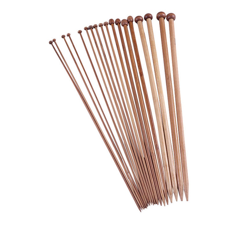 36PCs/Set 2-10mm Bamboo Handle Crochet Hooks Knit Weave Yarn DIY Craft Single Pointed Knitting Needle Accesories 25/35cm long