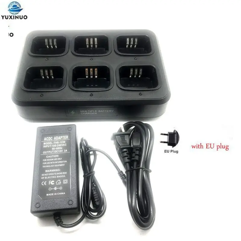 6-voudige Snellader - Voor Motorola GP3688/GP3188/EP450/PR400/CP Serie Radio's - NNTN4851A/NNTN4970 Batterij: Lichtblauw