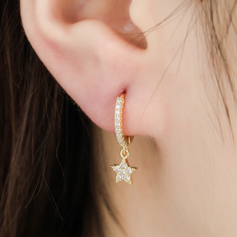 Roxi Koper Wit Zirkoon Stone Oorringen Voor Vrouwen Meisjes Zomer Sieraden Oorbel Ster Cross Klinknagels Huggie Oorbellen Pendientes