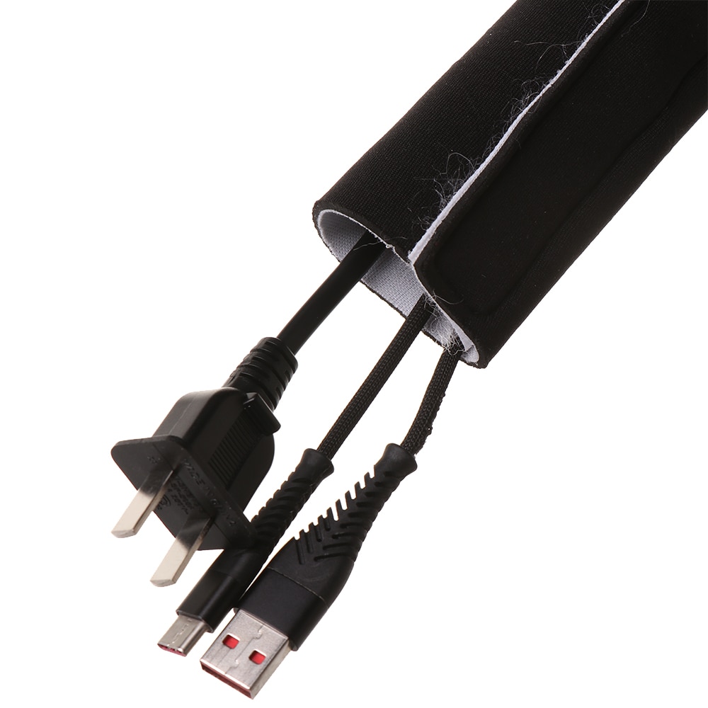 DIY Magic Tape Cable Management Sleeve Wrap Cords Organizer Wire Hider Protector Flexible Cable Cover Office Computer Accessory