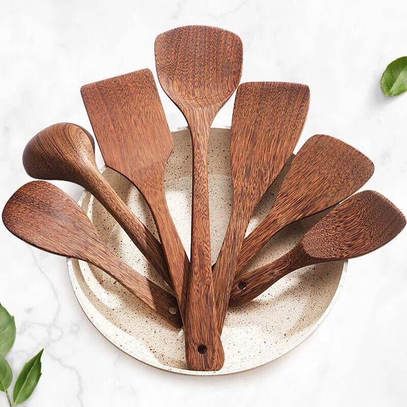 Thaïlande teck bois naturel vaisselle cuillère antiadhésive Pan riz cuillère longue passoire à riz cuisine outil de cuisson