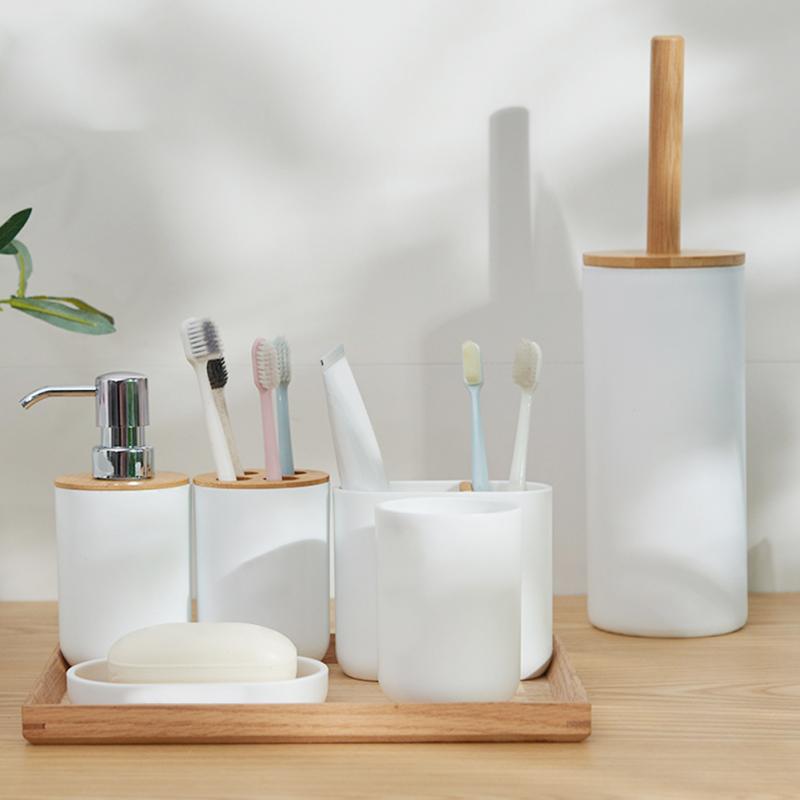 Modern Hotel Soap Dispenser Toothbrush Holder Shower Bathroom Accessories Set #734