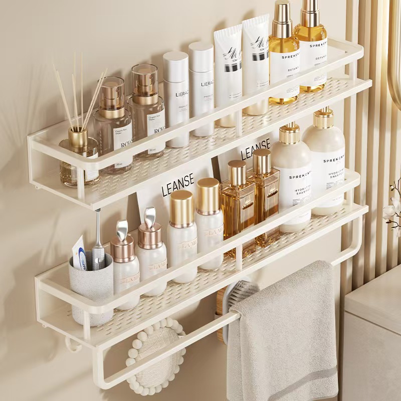 Badkamer Geen Boring Wandplank 30-50Cm Keuken Opslag Organizer Aluminium Shampoo Rack Douche Plank Badkamer Accessoires