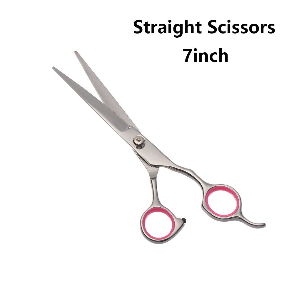 Sharp Blades Stainless Steel Dog Grooming Thinning Scissors Thick Hair Fur Ear Face Coat Trimming Pet Shears: 7inch-Straight