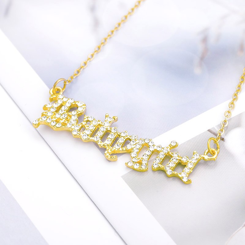 Babygirl halskæde til kvinder mor zirkon bogstav navn initial choker vedhæng halskæder smykker bijoux femme bff
