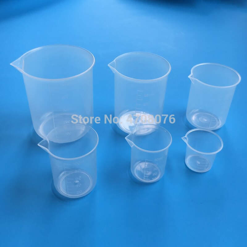 25-500ml PP laboratory measuring cup with scale mark Plastic Lab beaker clear flat bottom for scientific experiment