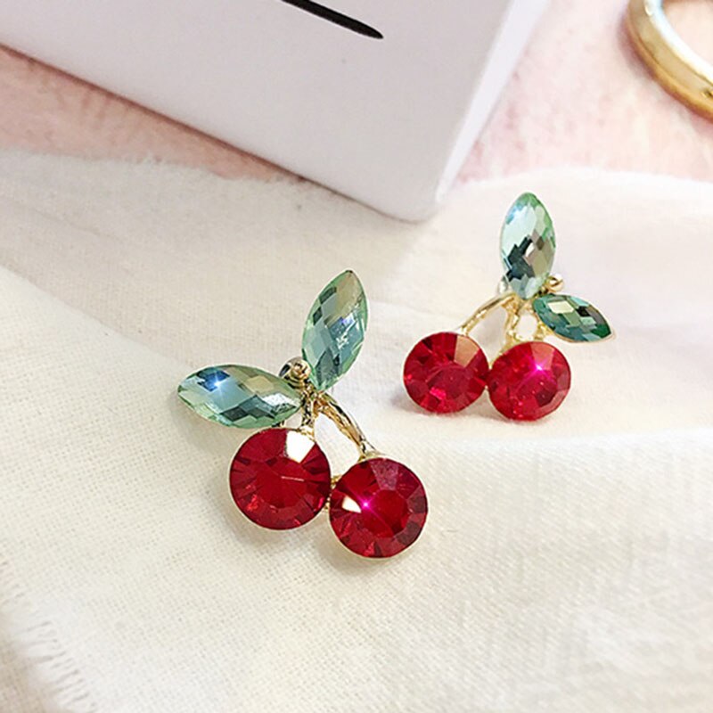 Fruit européen et américain longue oreille ongles tempérament cerise cerise boucles d'oreilles dame boucles d'oreilles: ED401