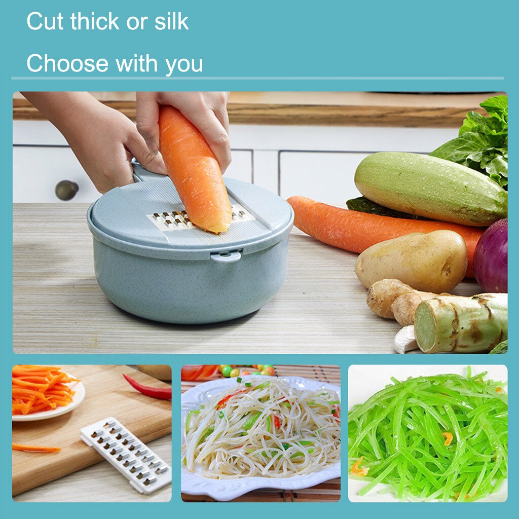 Wheat Straw Cutter Food Chopper Potato Slicer Vegetable Fruits Shredder 8 Pieces Multi-function Cutting Kitchen Grinding Device