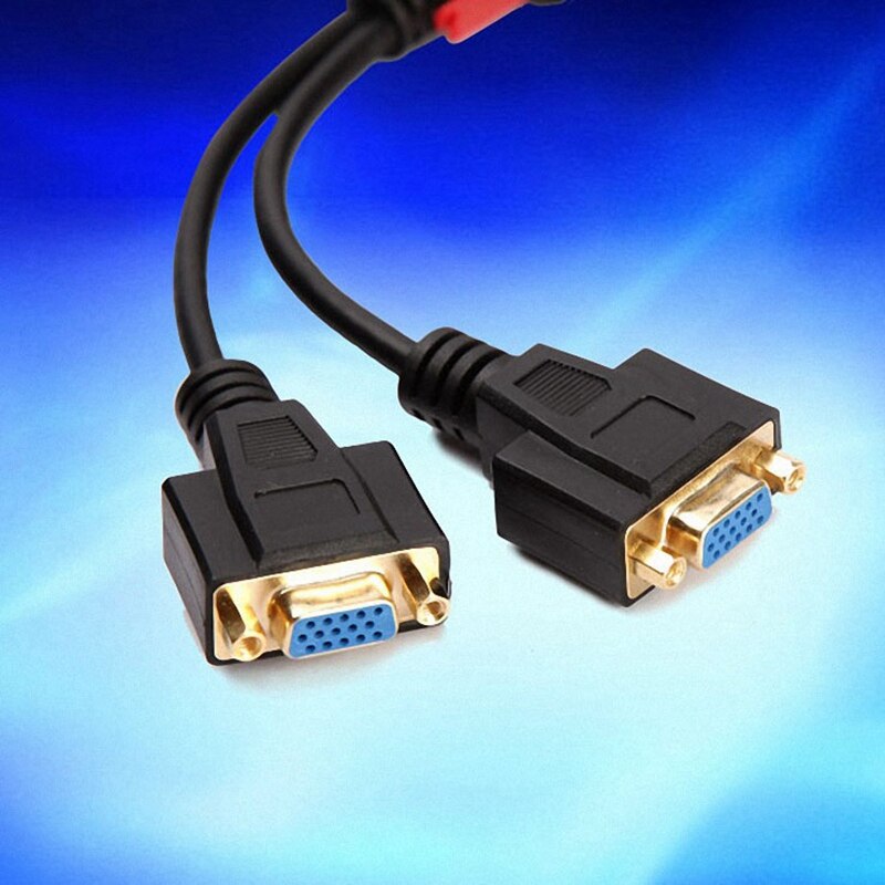 Vga splitter 1 male to 2 female 15-- pin vga metal-plated splitter suitable for home audio-visual equipment