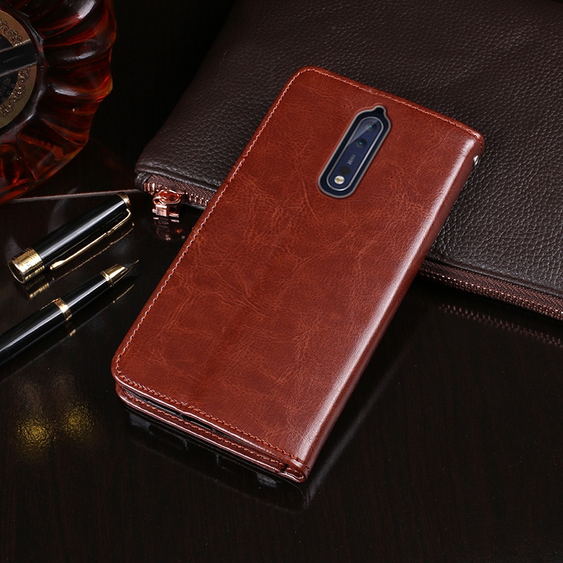 Luksusowe etui robić Nokia 8 Obudowa 5.3 "telefon okładka magnes portfel, podstawka, z klapką skórzane etui robić Nokia8 TA-1004 TA-1012 TA-1052 torba Coque