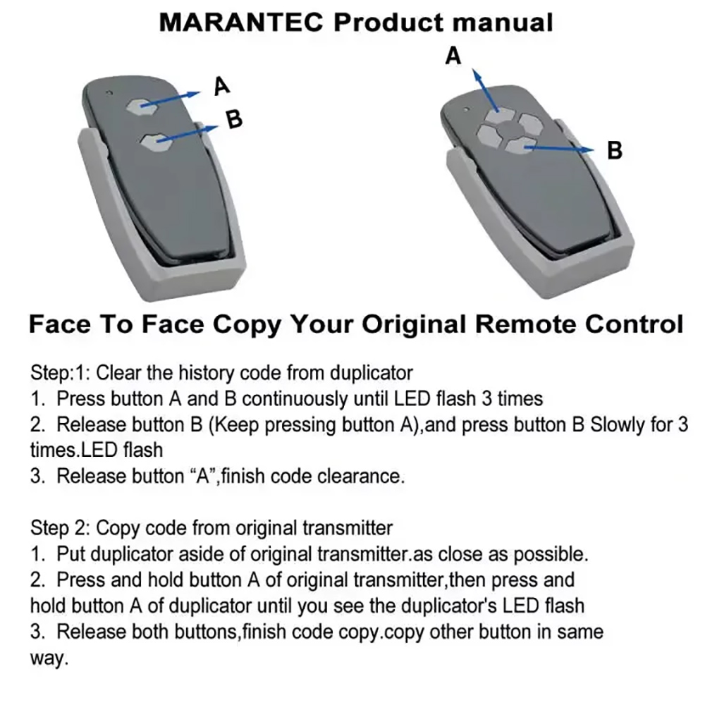 Gate Remote Control Marantec 868 Garage Door Opener, Hand-held Transmitter Copy Digital 302,304,382, 384, 313, 321,D302 868MHz