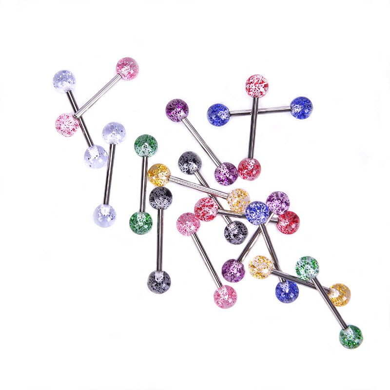 8 stks/set Chirurgisch Staal Glitter Tong Piercing Ball Barbell Bar Tong Ring Body Studs Piercing Sieraden Vrouwen Mannen Piercing