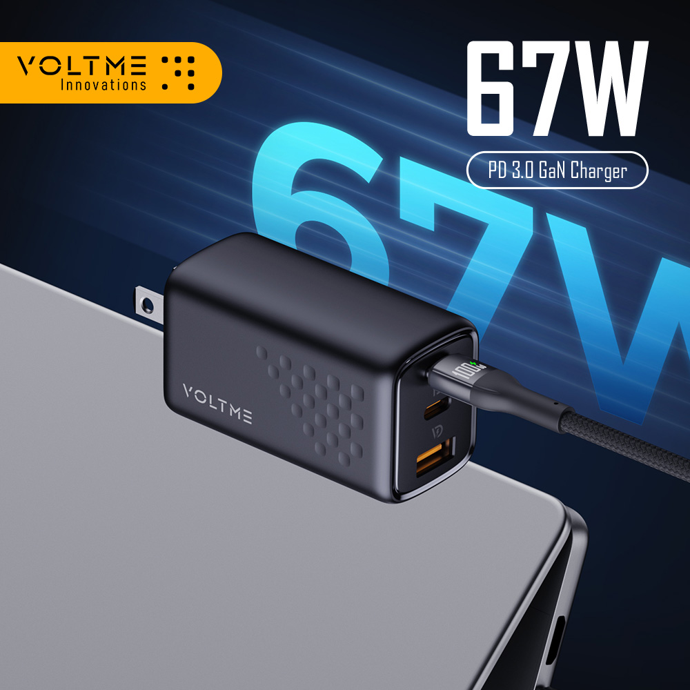 VOLTME 67W GaN chargeur Charge rapide 4.0 PD3.0 Charge rapide Type C chargeur pour Macook iPhone 15 14 13 Pro Max Samsung S23 Xiaomi