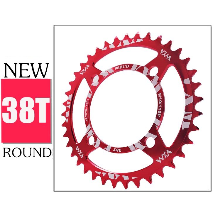 Vxm ronde 96 bcd kettingblad mtb fiets 32t 34t 36t 38t crankstel tandplaat onderdelen voor shimano  m4000 onderdeel van de haomeng tandplaat: 38t rode