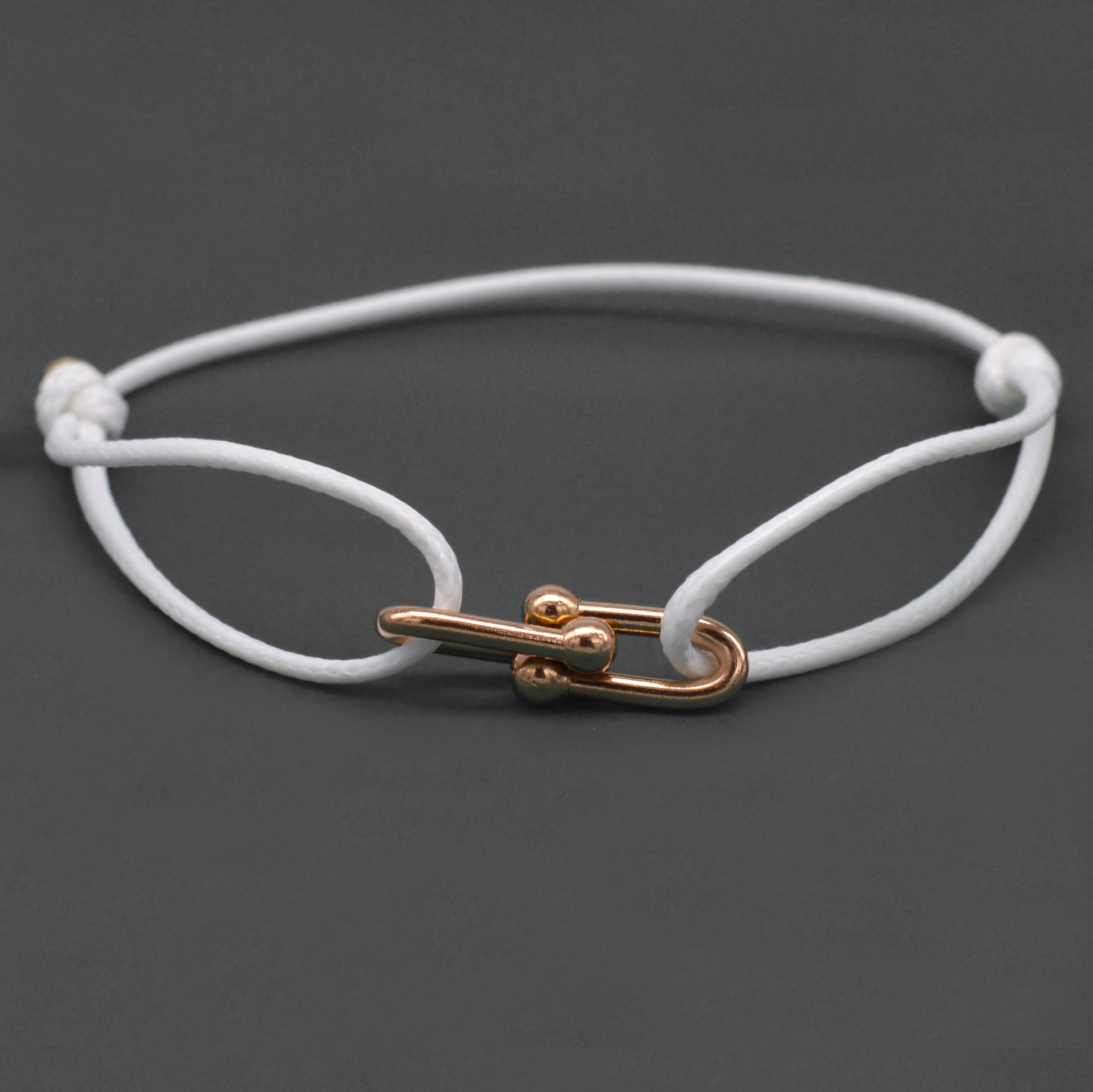 Zalman-pulsera con hebilla de herradura de bambú Simple, cinta trenzada, pulseras de cuerda ajustables DIY, joyería de acero inoxidable para hombres y mujeres
