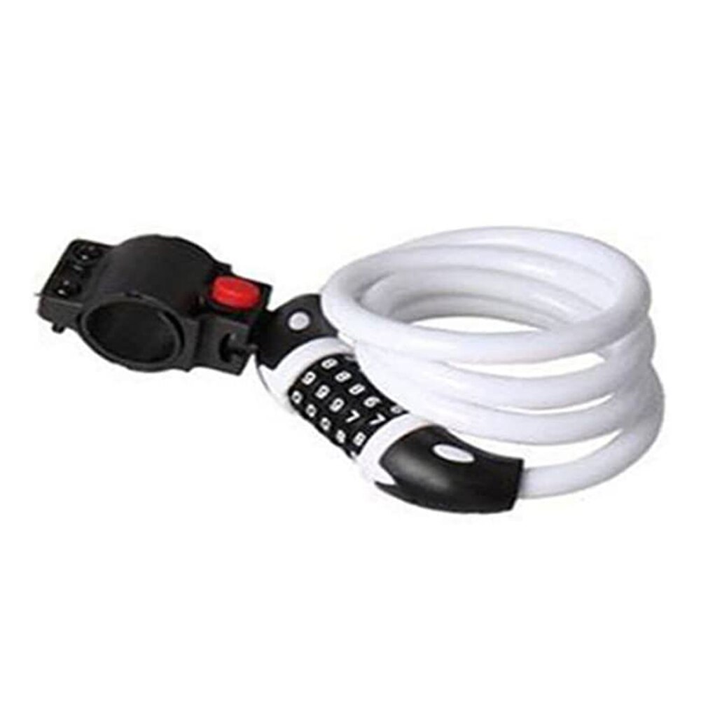 Goede Gezonde Fietsslot 5 Cijferige Code Combinatie Fiets Security Lock Stalen Kabel Spiraal Fietsen Lock: White
