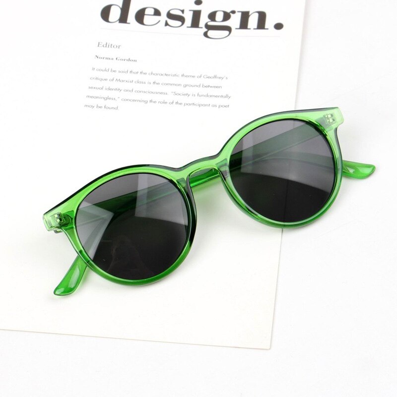 Kinlion retro runde børn solbriller til piger vintage overdimensionerede drenge solbriller til børn beskyttelsesbriller uv beskyttelse solbriller: Grøn