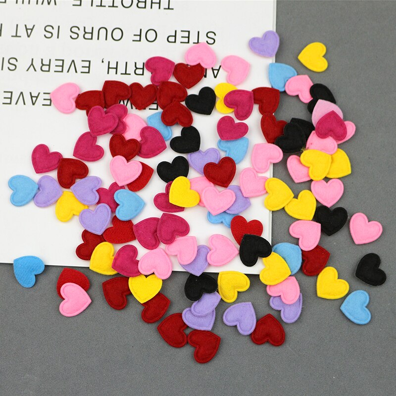 200 stk mini love heart polstret patch filt stof applikationer gør-det-selv håndværksartikler scrapbog basteln materialer hårnåle hårtilbehør