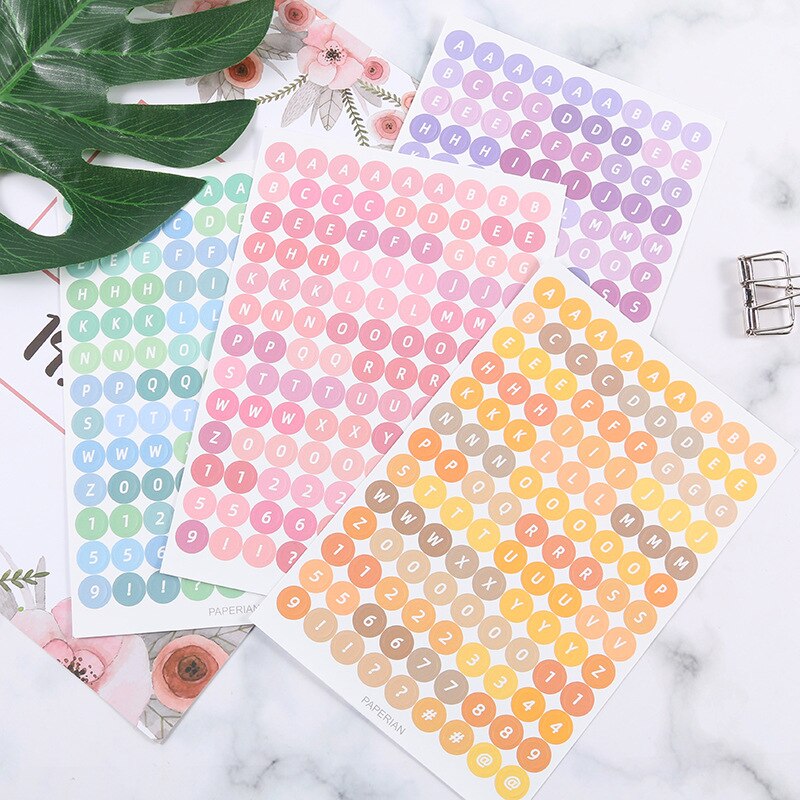 Ins color alphabet numeric lovely girl sticker DIY scrapbooking happy planner junk magazine envelope sealing sticker: 4pcs