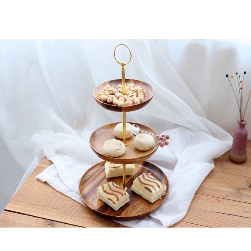 3-Tier Houten Lade Multifunctionele Dessert Fruit Gebak Cake Chocolade Opslag Opslag Plaat Bruiloft Verjaardag Feest Display Rack