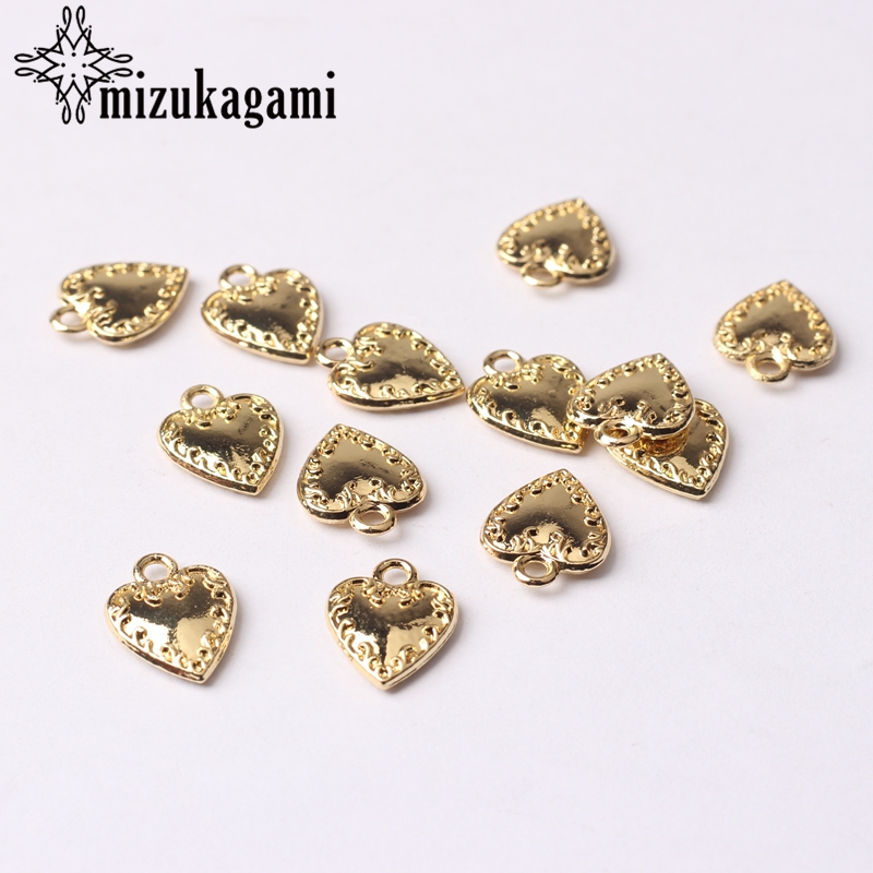 Zink-legierung Reize Goldene Mini Nette Herz Reize 9*12mm 20 teile/los Für DIY Halskette Armbinde Schmuck machen Zubehör