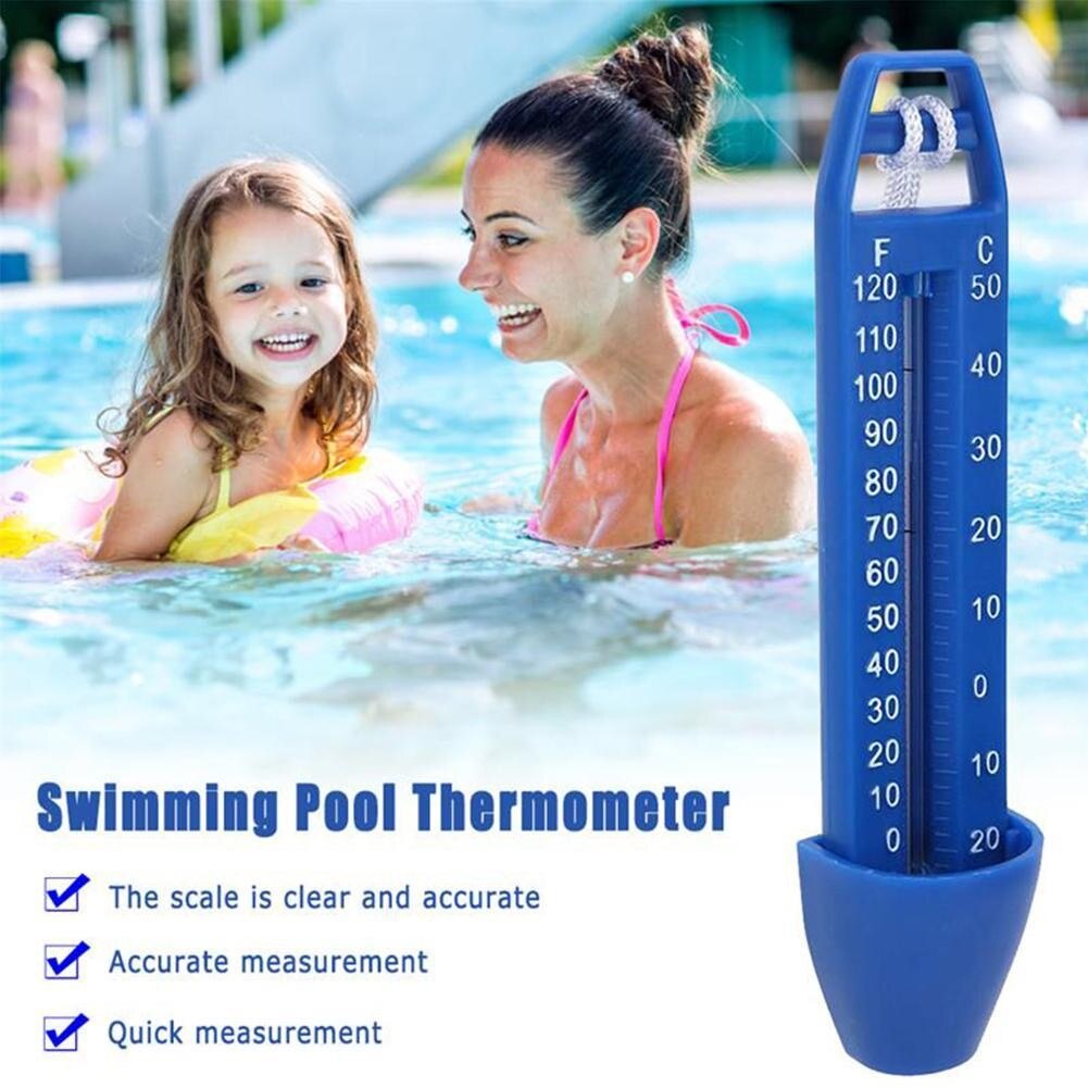 1pc store swimmingpool flydende termometer bærbart vand multifunktionelt kar abs temperaturmåler blå praksis  s3 y 9