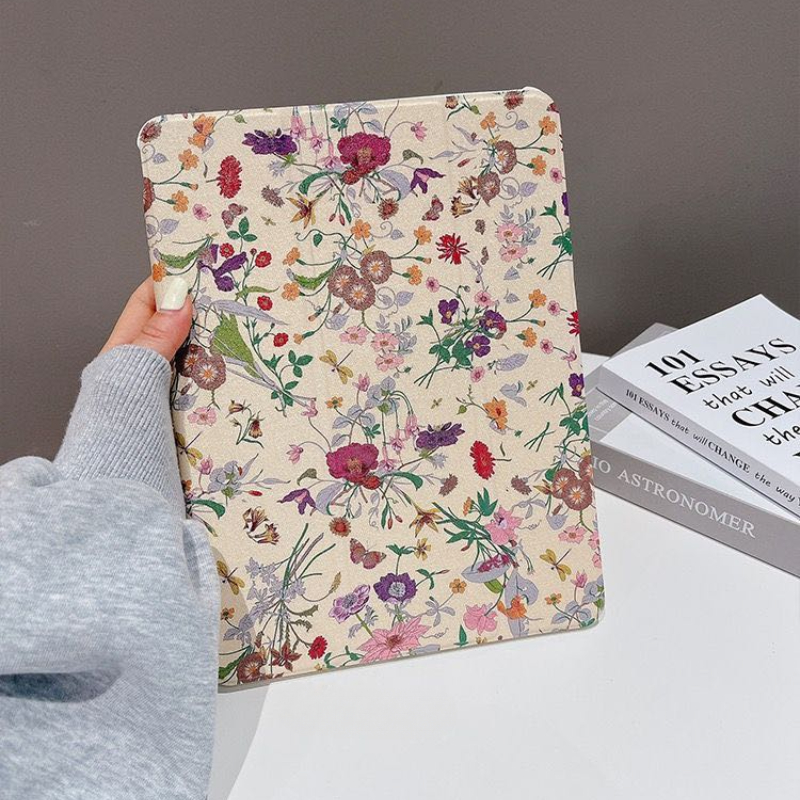 1pc Kleurrijke Bloemen Stand Tablet Beschermhoes Geschikt voor iPad 10.9/10.2/Air4/5/Pro11/10th/10.5 Case met Potlood Slot Houder: IPad 10,2 inch / Rood