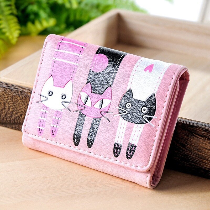 Women Cat Pattern Coin Purse Short Wallet Card Holders Handbag Women Long Clutch Wallet Large Capacity Wallets Phone Pocket Card: L20214241132-5