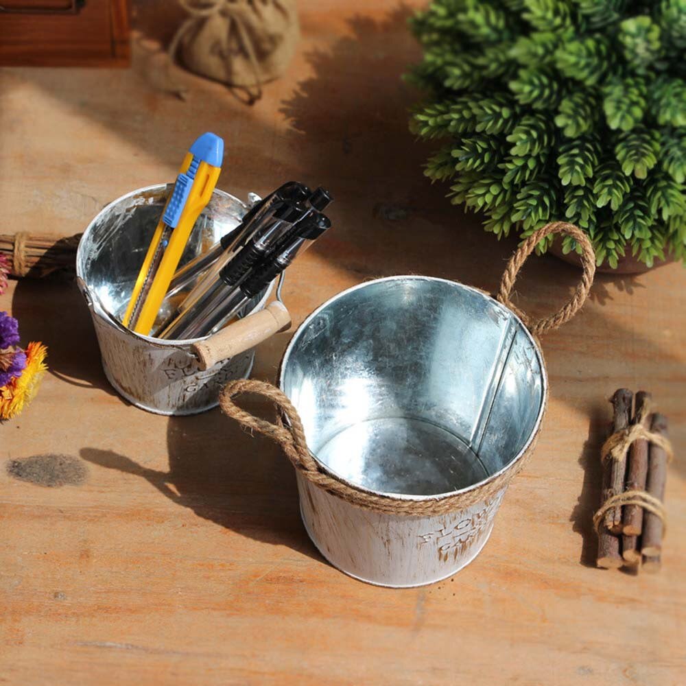 Pot de fleurs en fer imprimé lettres | Pot de fleurs de bureau pour fleur/plante verte, donice ogrodowe,