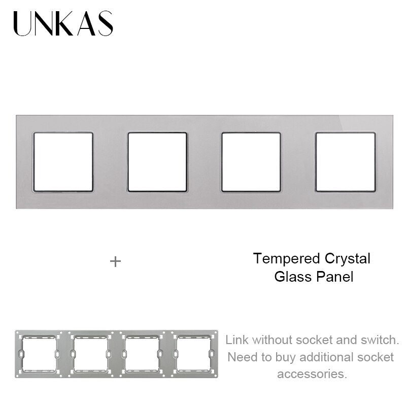 UNKAS Free Combination DIY Gray Single Tempered Crystal Glass Panel Grey Matching Modules For Wall Socket Switch: Gray 344 Panel