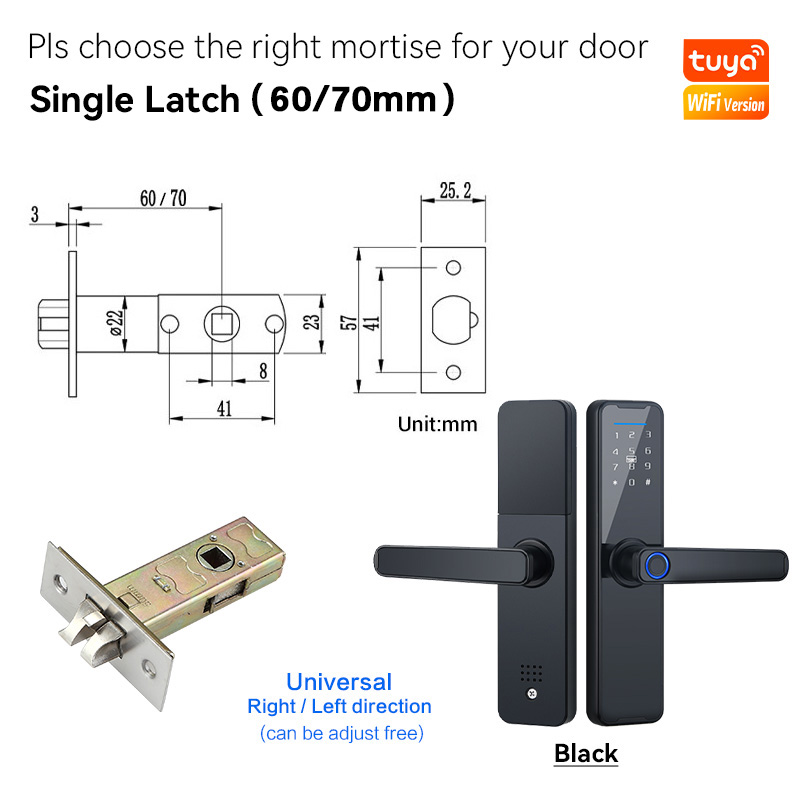 YRHAND-cerradura inteligente K7, cerrojo biométrico negro, aplicación Tuya, desbloqueo remoto, sin llave, wifi, cerradura electrónica para puerta
