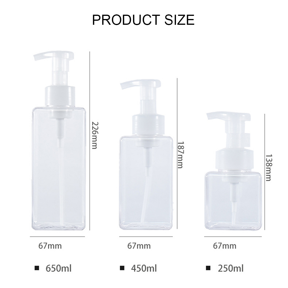 Plastic Liquid Soap Dispensers Square Clear Foaming Bottle Liquid Soap Mousse Points Bottling Shampoo Foam Pump Bottles