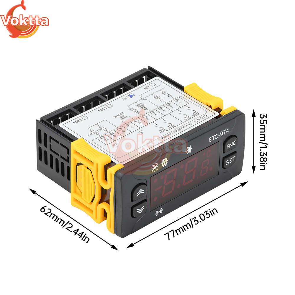 regulator temperatury cyfrowy ETC-974 Termometr Chłodziarka Sterowanie Chłodzeniem Termoregulator DC 12V DC 24V AC 110V AC 220V