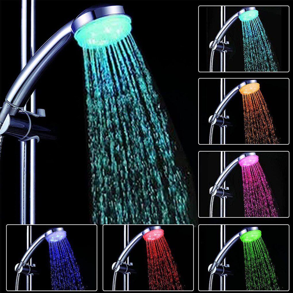 7 Kleur Handdouche Overhandigen Led Douchekop Met Romantische Automatische Led Verlichting Voor Badkamer Hotel Douchekop