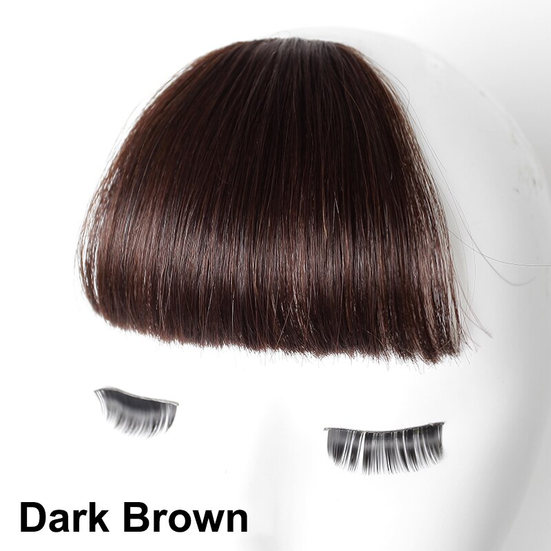 AOSIWIG Pure Blunt Above the Eyebrows Bangs Hair Extension Synthetic Wig Natural Black Light Dark Brown High Temperature Fiber