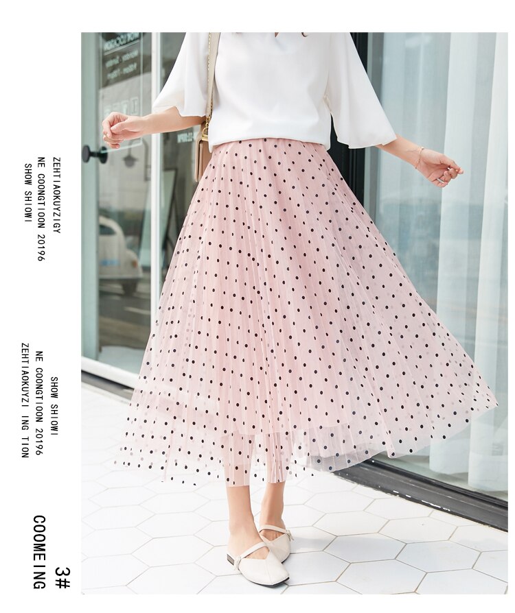 Dot Gauze Maternity Skirts Elastic Waist Adjustable Skirts Clothes for Pregnant Women Summer Pregnancy: pink / M