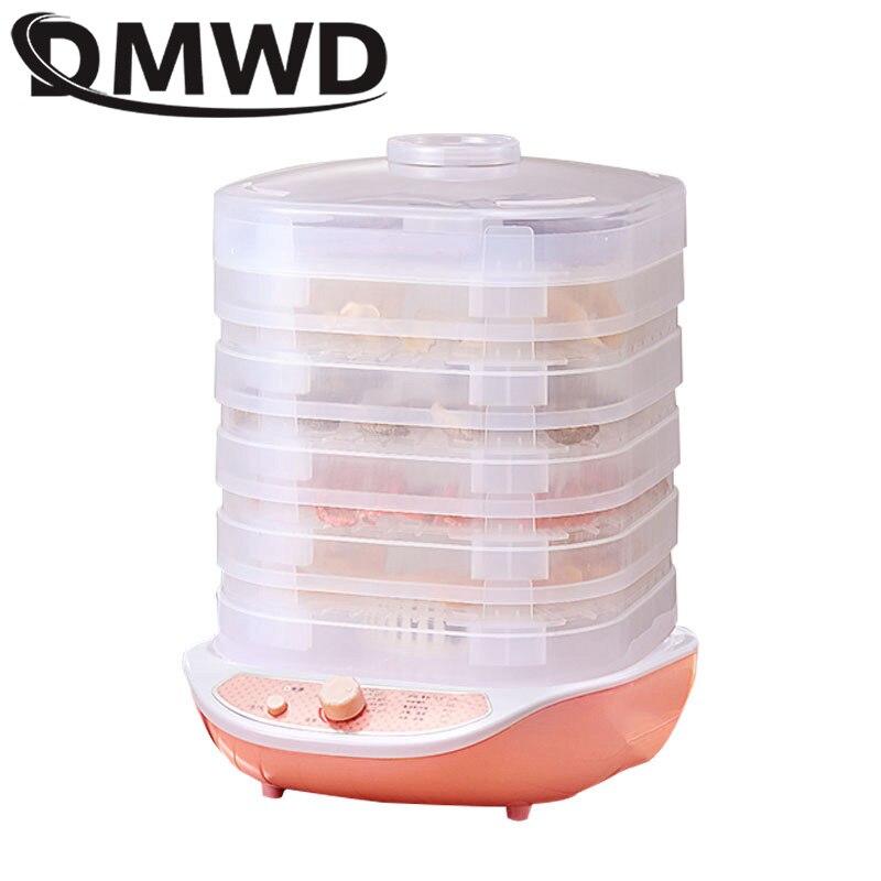 Máquina deshidratadora de alimentos DMWD para el hogar, MINI frutas secas, vegetales, hierbas, carne de mascotas, deshidratado, 5 bandejas de aperitivos, secador de aire, EU US