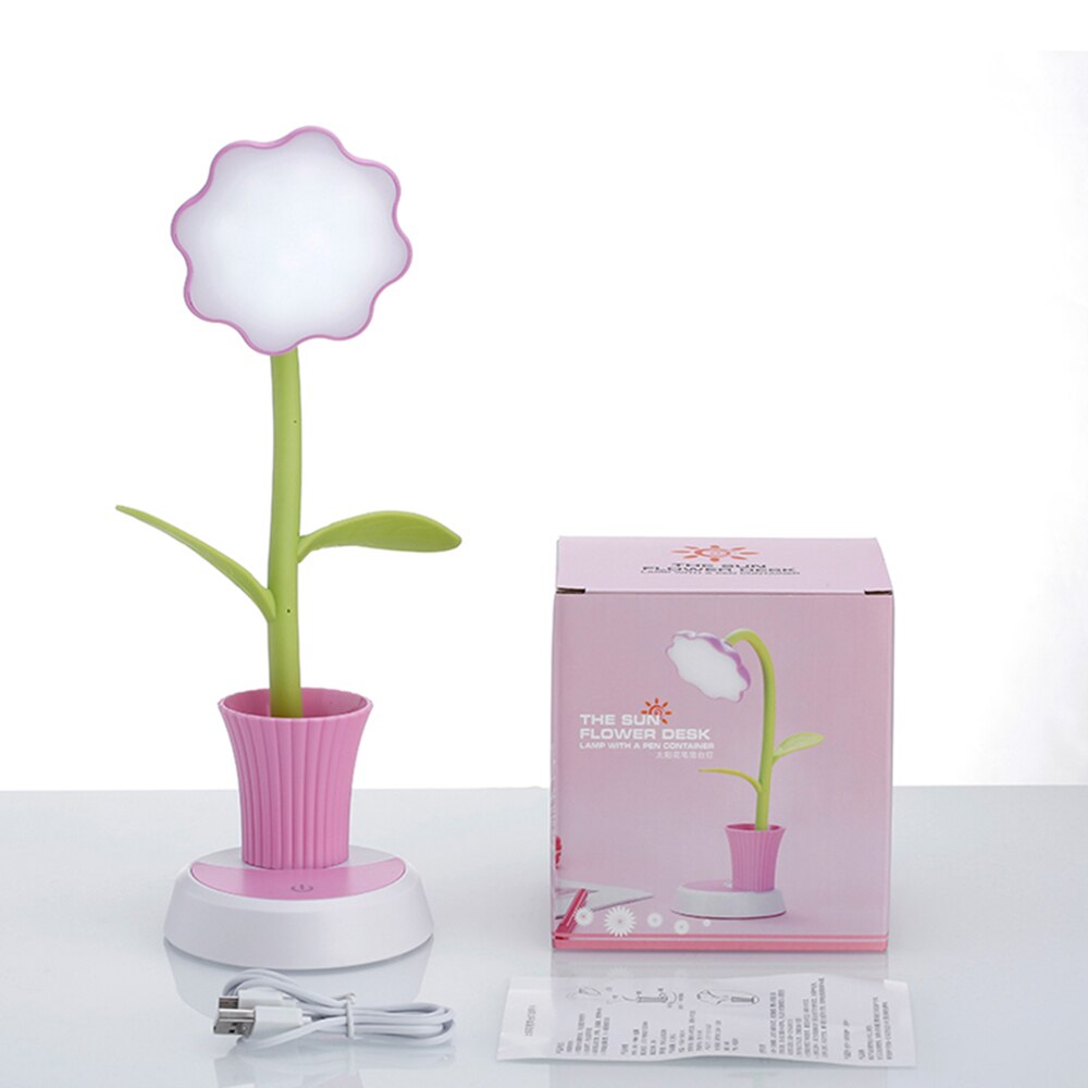 USB rechargeable LED lampe de Table 2 en 1 soleil fleur LED lampe de bureau avec porte-stylo enfants lecture apprentissage oeil protéger Nigh lampe